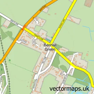 Street map sample of Benhall Green, Suffolk