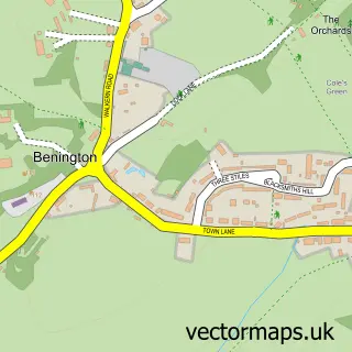 Street map sample of Benington, Hertfordshire