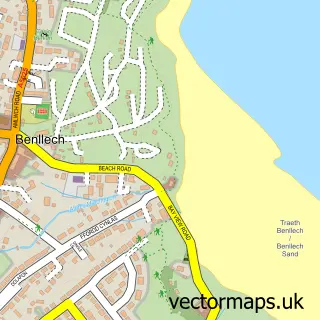 Street map sample of Benllech, Gwynedd