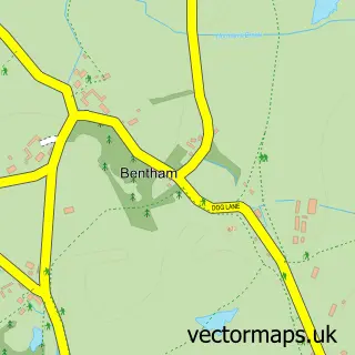 Street map sample of Bentham, Gloucestershire