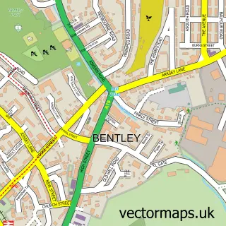 Street map sample of Bentley, South Yorkshire