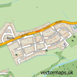 Street map sample of Bents, West Lothian