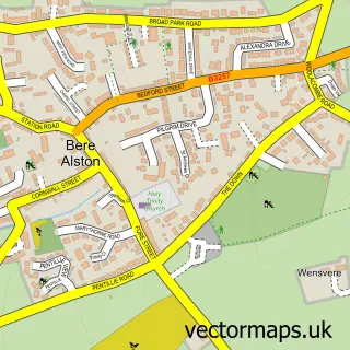 Street map sample of Bere Alston, Devon