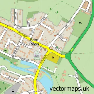 Street map sample of Bere Regis, Dorset