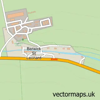Street map sample of Berwick St Leonard, Wiltshire