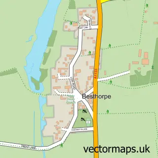 Street map sample of Besthorpe, Nottinghamshire