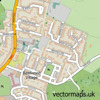 Street map sample of Bestwood Village, Nottinghamshire