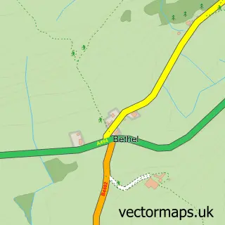 Street map sample of Bethel, Gwynedd