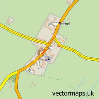 Street map sample of Bethel, Gwynedd