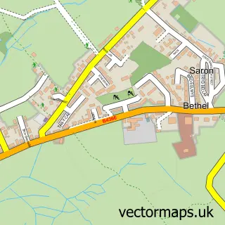 Street map sample of Bethel, Gwynedd