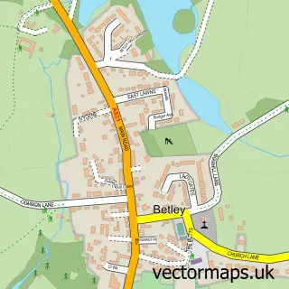 Street map sample of Betley, Staffordshire