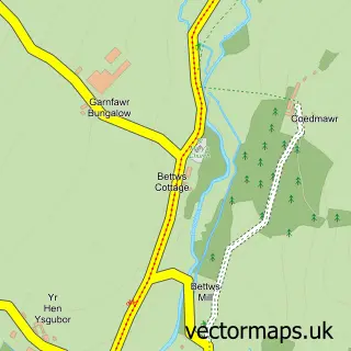 Street map sample of Bettws Disserth, Powys
