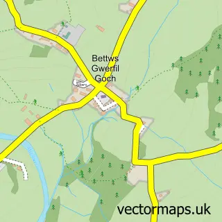 Street map sample of Betws Gwerful Goch, Clwyd