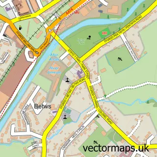 Street map sample of Betws, Dyfed