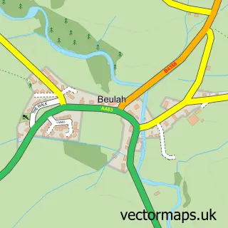 Street map sample of Beulah, Powys