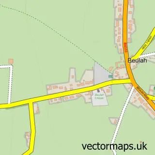 Street map sample of Beulah, Dyfed