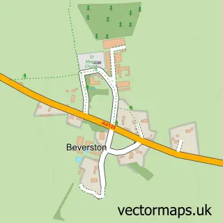 Street map sample of Beverston, Gloucestershire