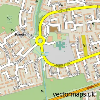 Street map sample of Bewbush, West Sussex