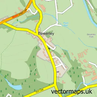 Street map sample of Bewerley, North Yorkshire