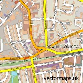 Street map sample of Bexhill-on-Sea, East Sussex