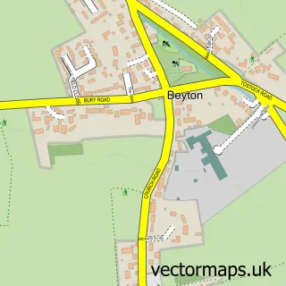Street map sample of Beyton, Suffolk