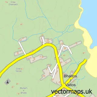 Street map sample of Bhaltos, Western Isles