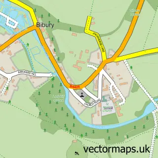 Street map sample of Bibury, Gloucestershire