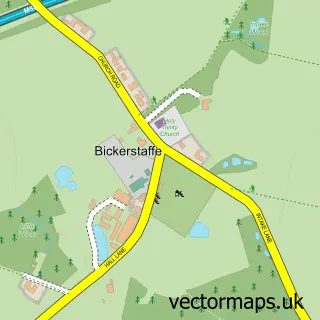 Street map sample of Bickerstaffe, Lancashire