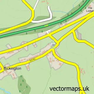 Street map sample of Bickington, Devon