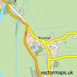 Street map sample of Bickleigh, Devon