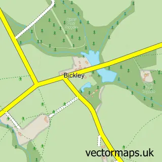Street map sample of Bickley, Worcestershire