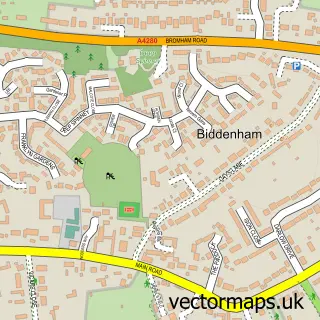 Street map sample of Biddenham, Bedfordshire
