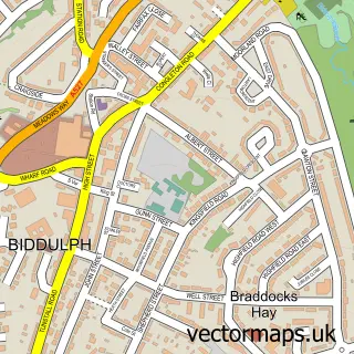 Street map sample of Biddulph, Staffordshire