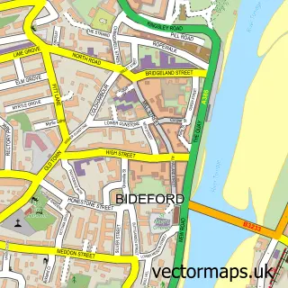 Street map sample of Bideford, Devon