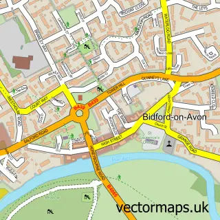 Street map sample of Bidford on Avon, Warwickshire
