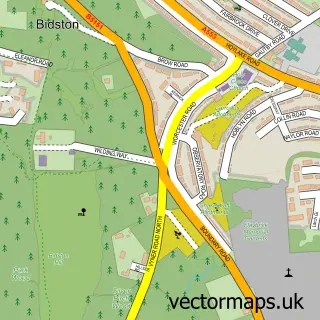 Street map sample of Bidston Hill, Merseyside