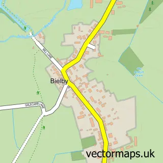 Street map sample of Bielby, East Riding of Yorkshire