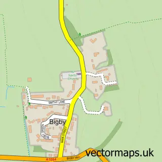 Street map sample of Bigby, Lincolnshire