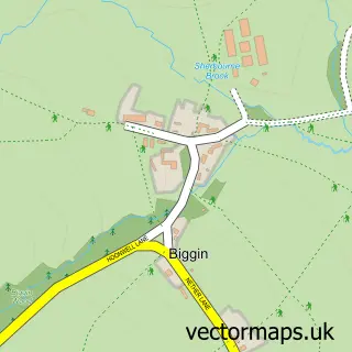 Street map sample of Biggin by Hulland, Derbyshire