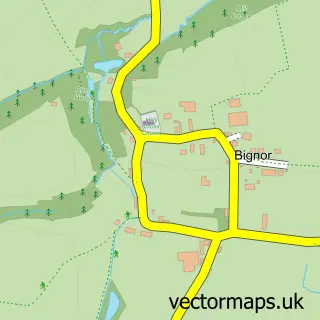 Street map sample of Bignor, West Sussex