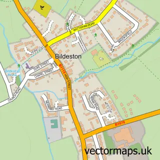 Street map sample of Bildeston, Suffolk