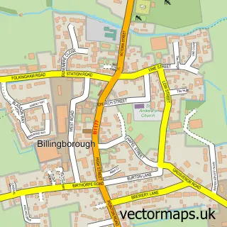 Street map sample of Billingborough, Lincolnshire