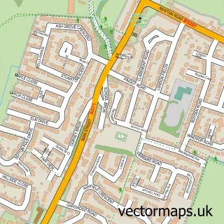 Street map sample of Billinge, Merseyside