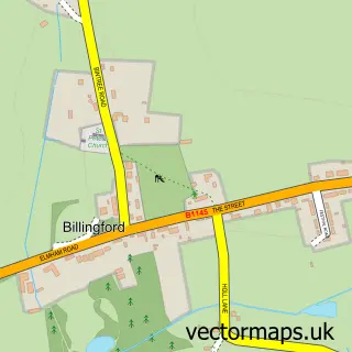 Street map sample of Billingford, Norfolk