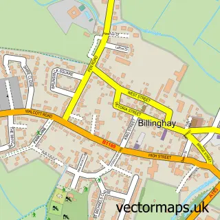 Street map sample of Billinghay, Lincolnshire