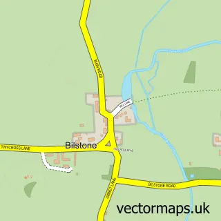 Street map sample of Bilstone, Leicestershire