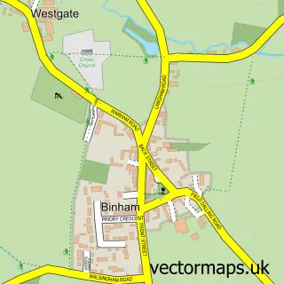 Street map sample of Binham, Norfolk