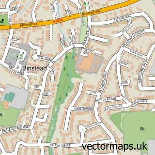 Street map sample of Binstead, Isle of Wight