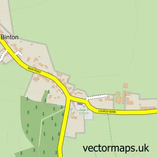 Street map sample of Binton, Warwickshire
