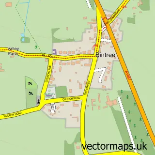 Street map sample of Bintree, Norfolk